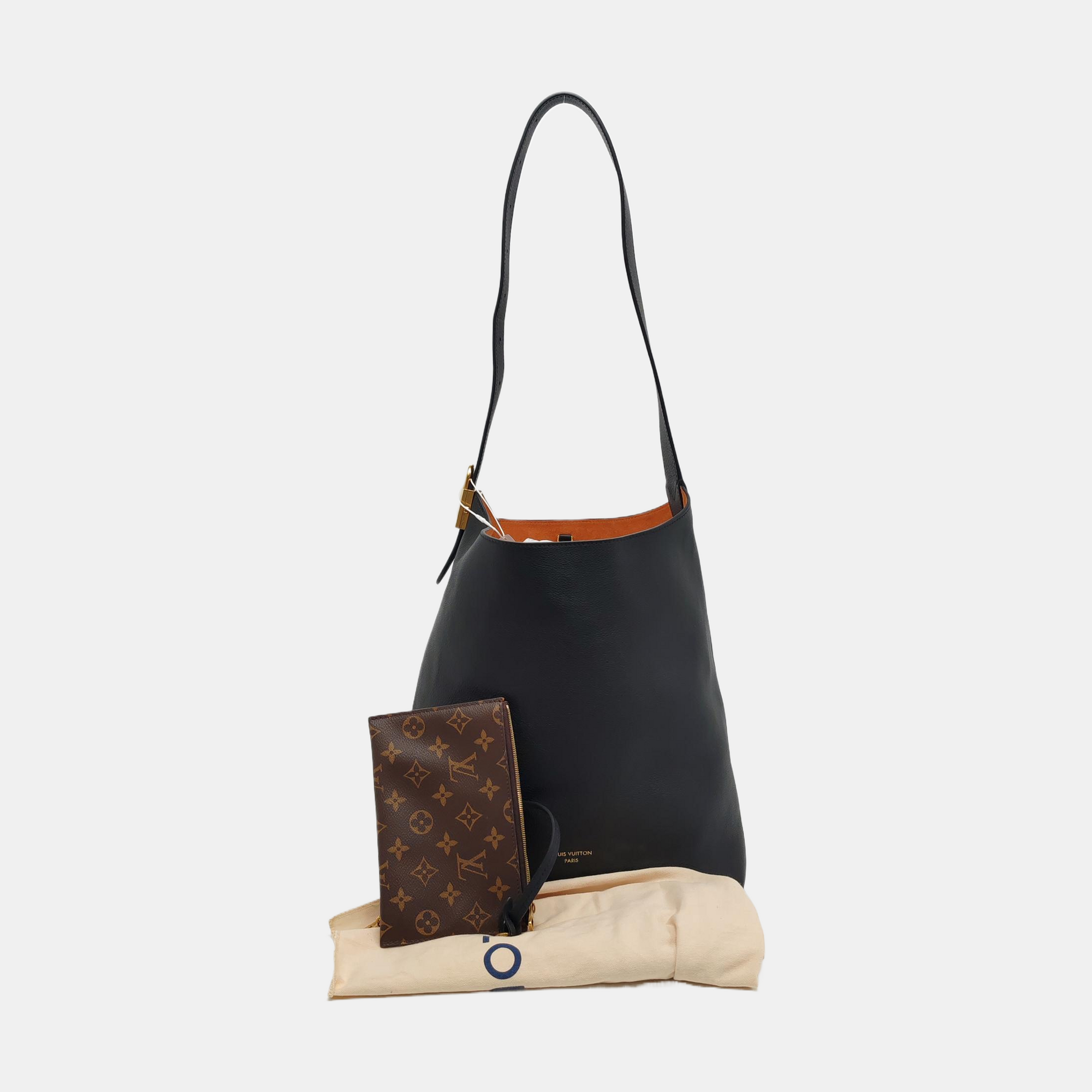 LOW KEY HOBO MM Monogram Calfskin Black