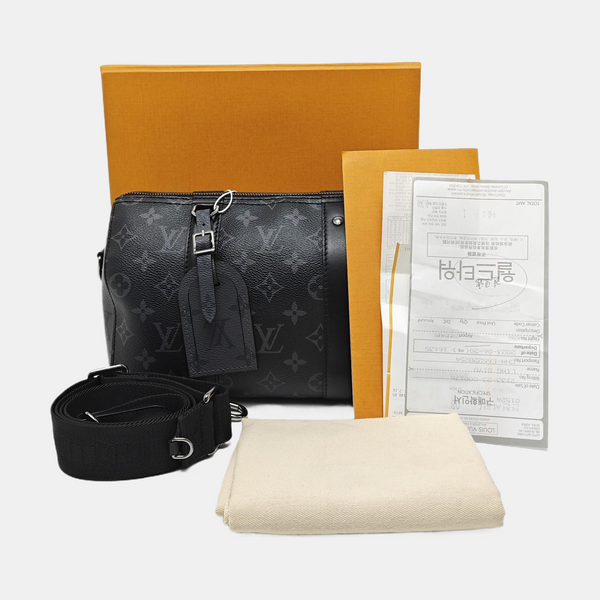 KEEPALL Monogram Coated Canvas Black