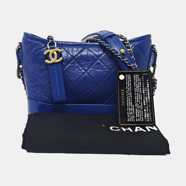 Authenticated pre-owned  GABRIELLE Small Quilted Calfskin Blue - Shoulder Bag at Looply