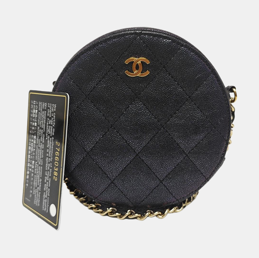 ROUND Quilted Calfskin Metallic