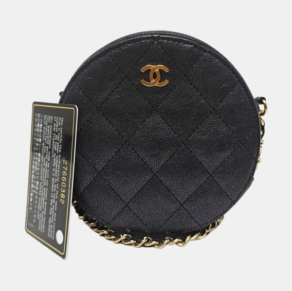 ROUND Quilted Calfskin Metallic