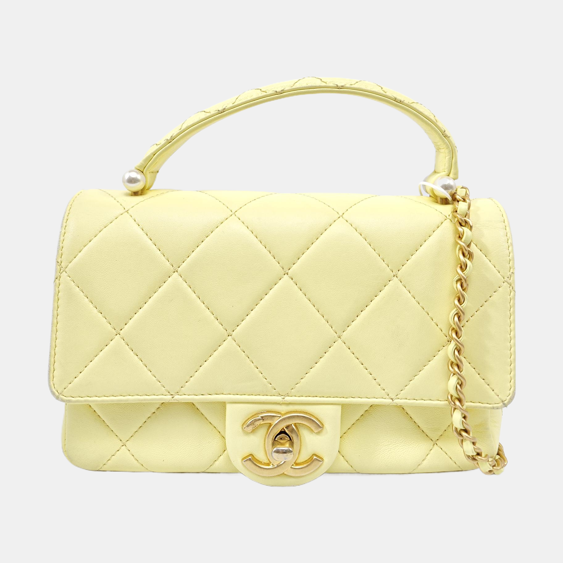 Quilted Lambskin Shoulder Bag Yellow