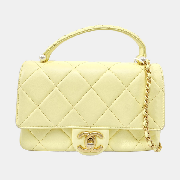 Quilted Lambskin Shoulder Bag Yellow