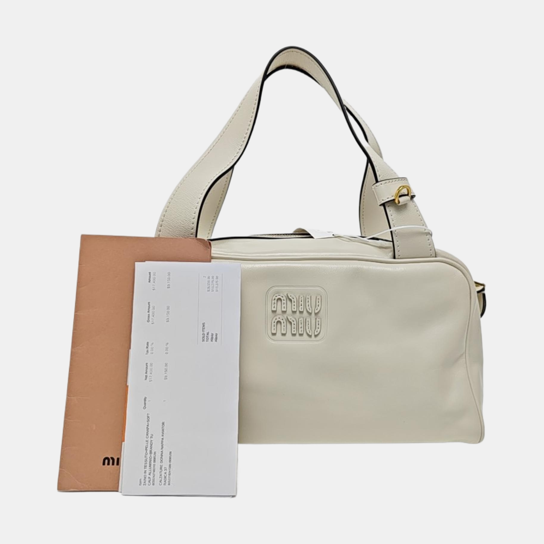 Leather Top Handle Bag White