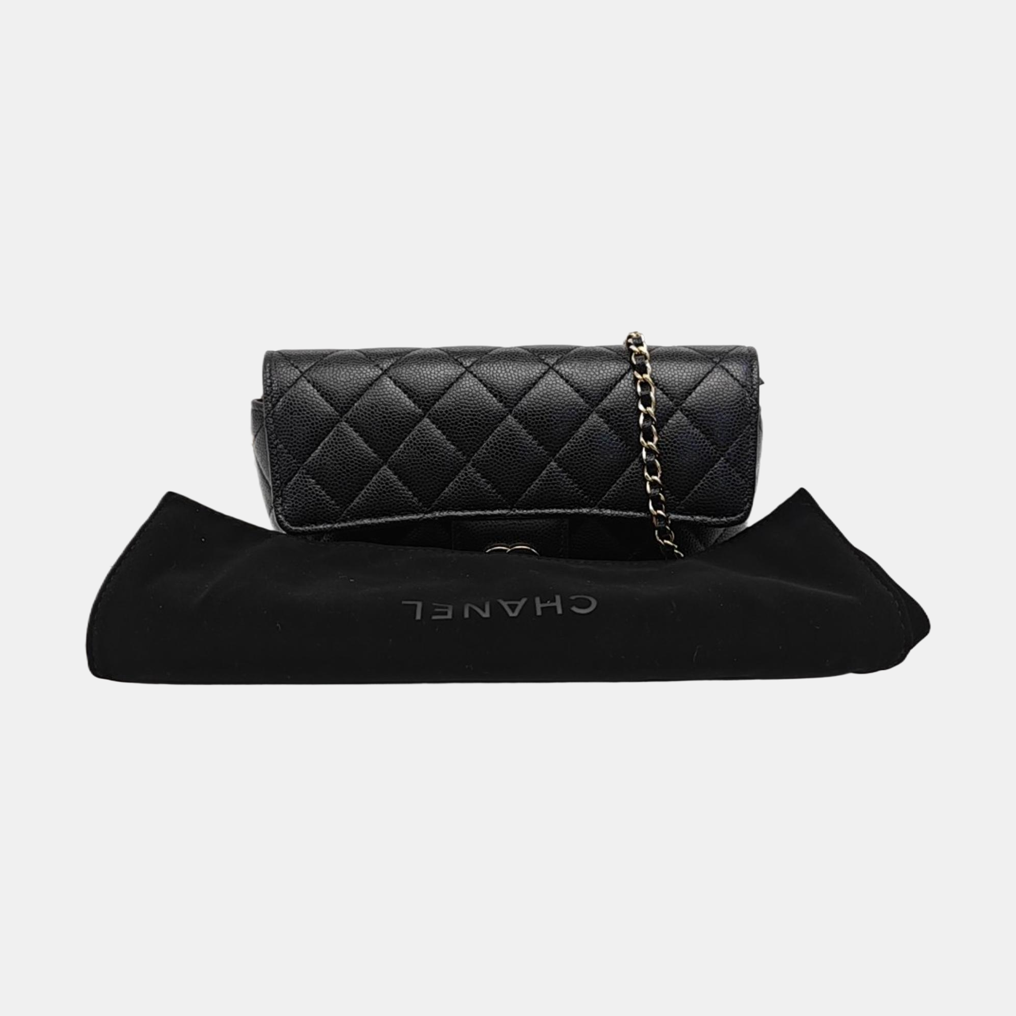 CLASSIC FLAP Super Mini Quilted Grained Calfskin Black
