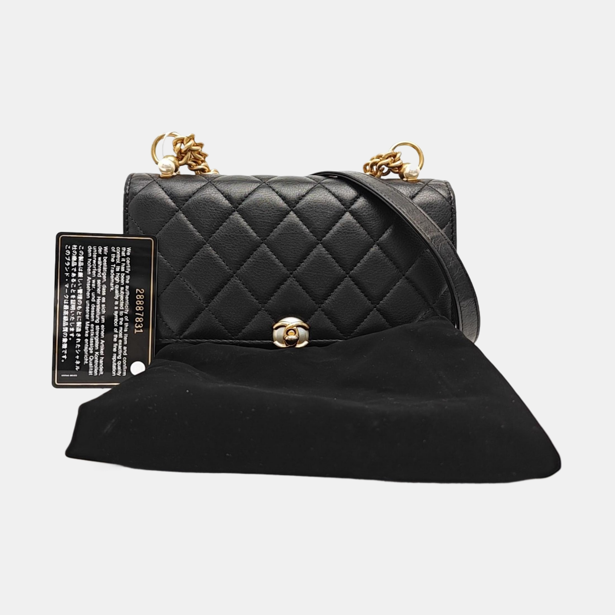 Quilted Calfskin Shoulder Bag Black