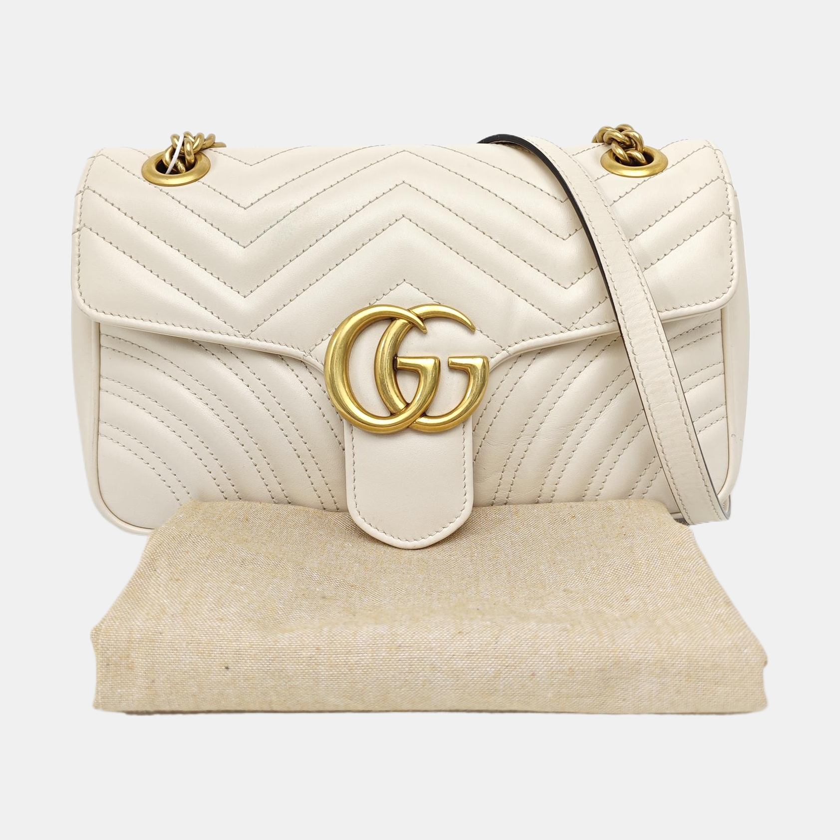 GG Marmont Medium Quilted Calfskin White