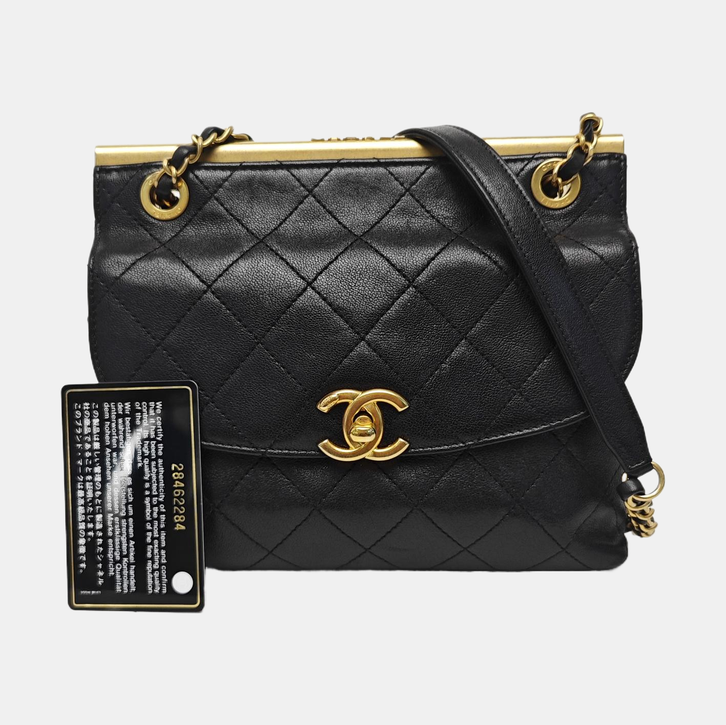 Quilted Calfskin Shoulder Bag Black