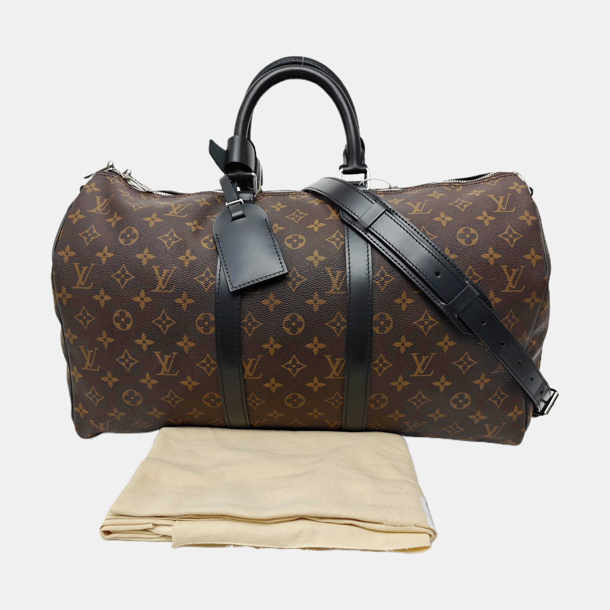 KEEPALL 45 Monogram Coated Canvas Brown