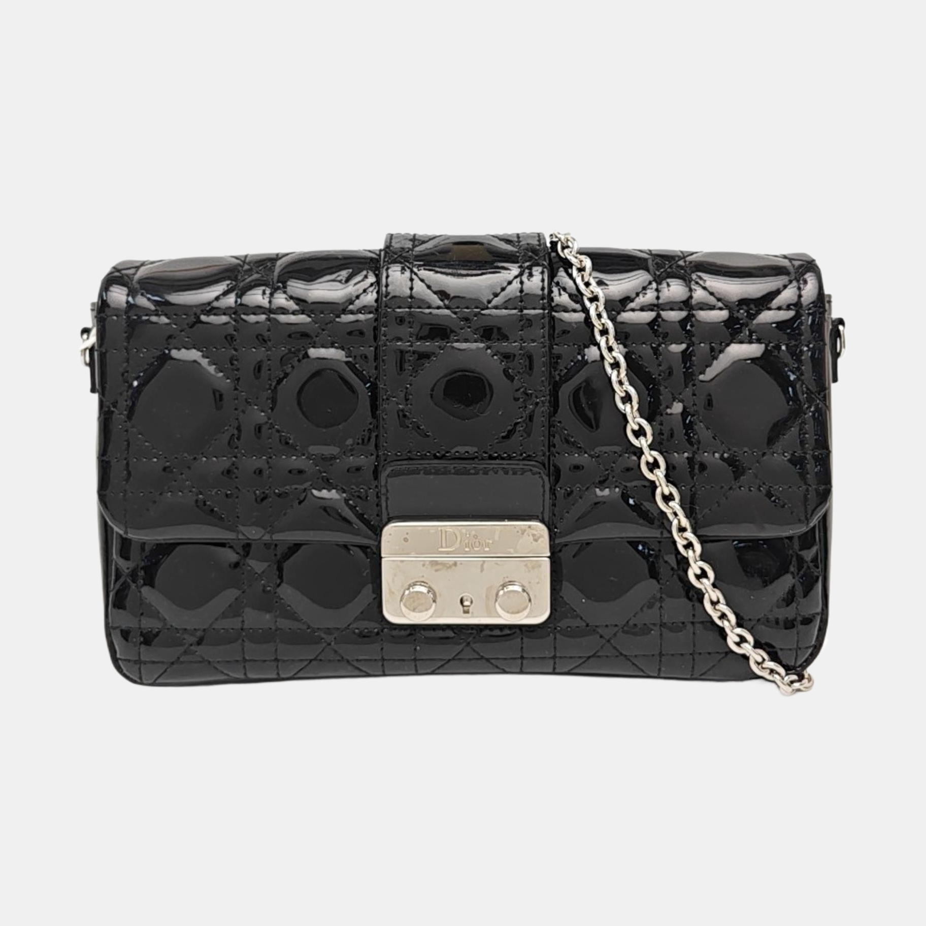 Miss Dior Cannage Patent Leather Black