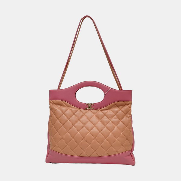 CHANEL 31 Piel de Becerro Acolchada Grande Beige