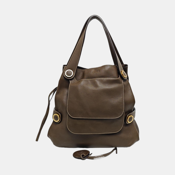 Calfskin Top Handle Bag Brown