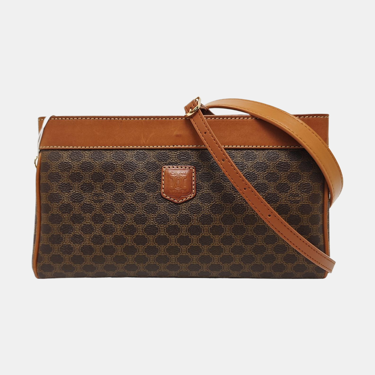 Coated Canvas Shoulder Bag Brown