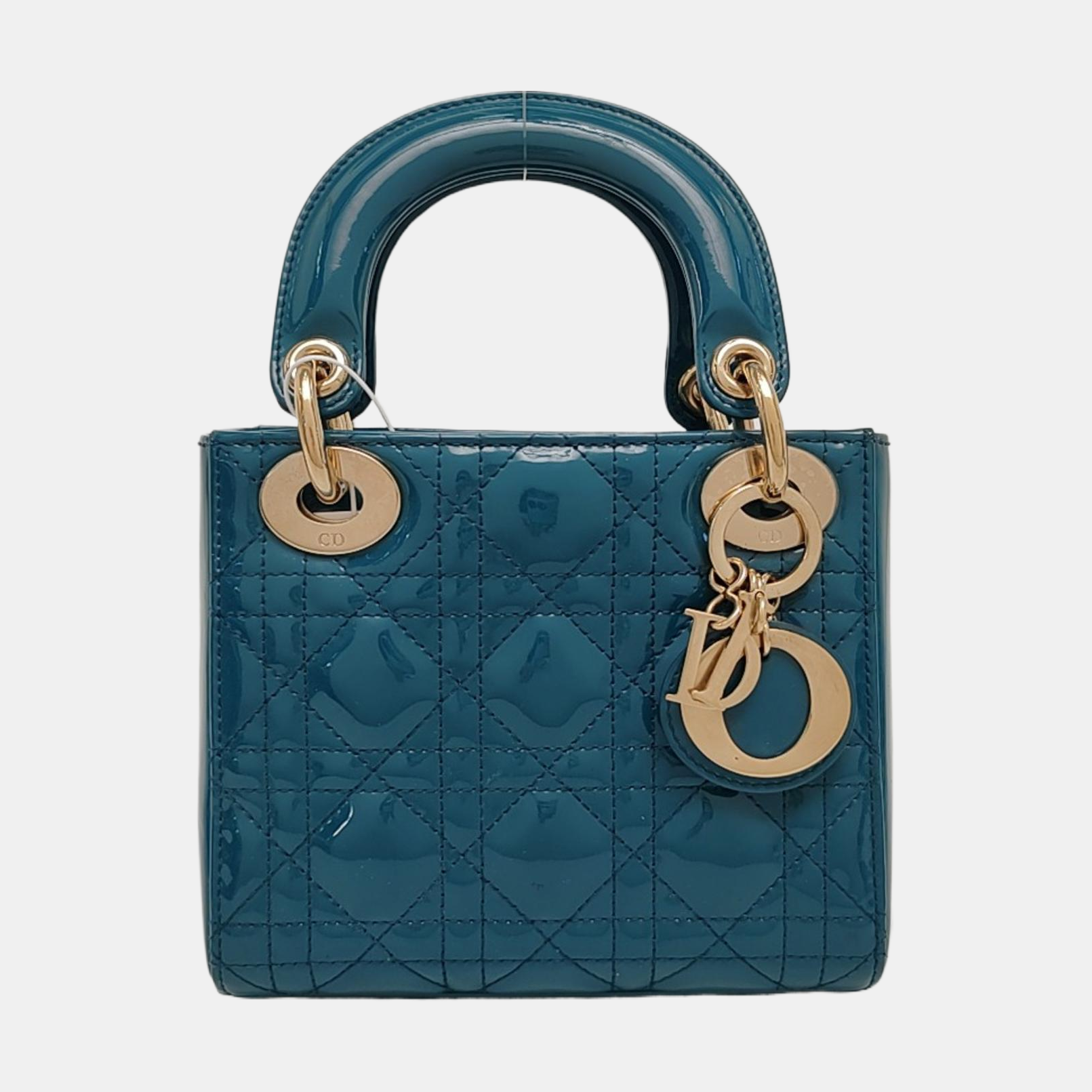 Lady Dior Mini Cannage Patent Leather Blue