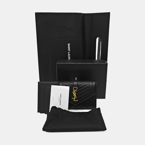 ENVELOPE Small Quilted Calfskin Black Wallet