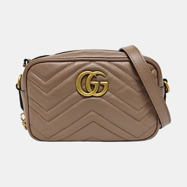 GG Marmont Mini Quilted Calfskin Beige
