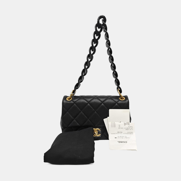 CLASSIC FLAP Mini Quilted Grained Calfskin Black
