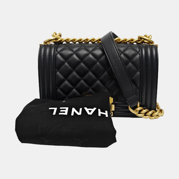 BOY CHANEL Small Quilted Calfskin Black