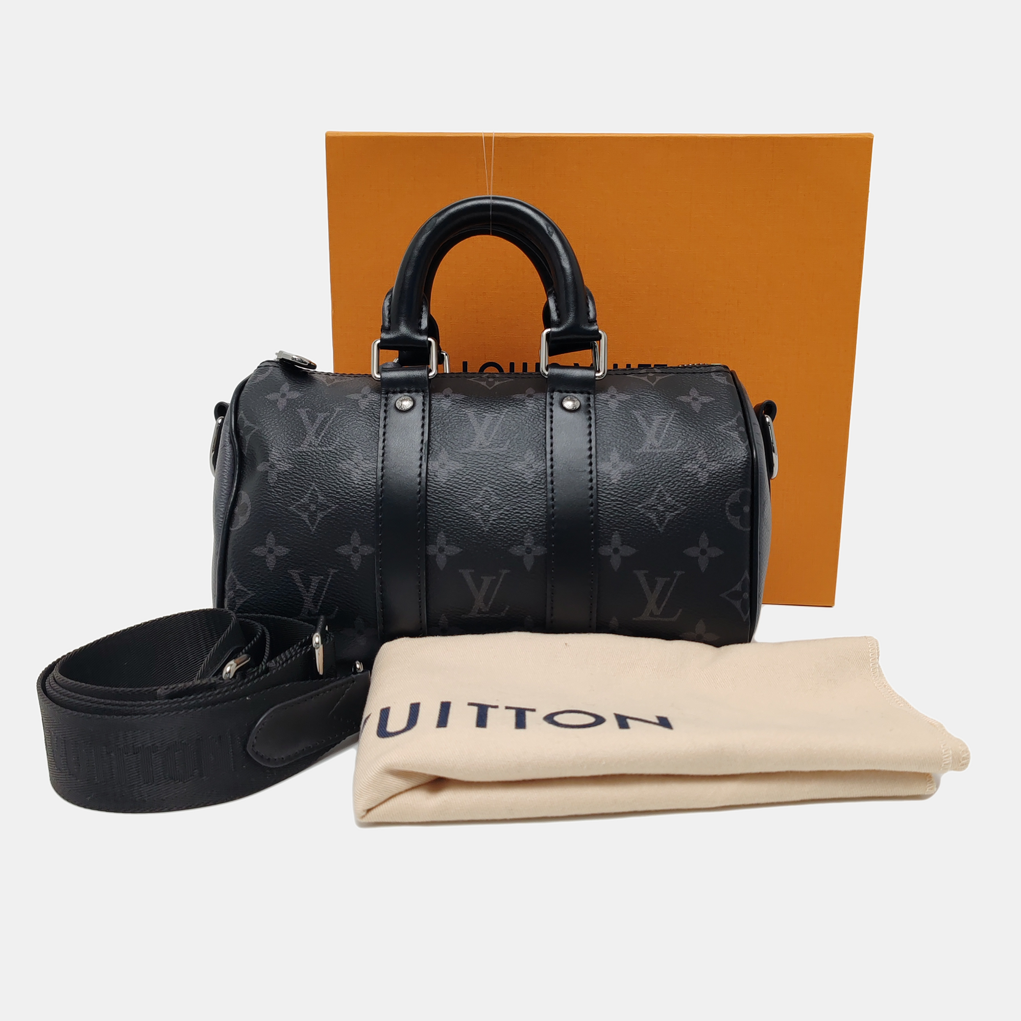 KEEPALL 25 Monogram Coated Canvas Black