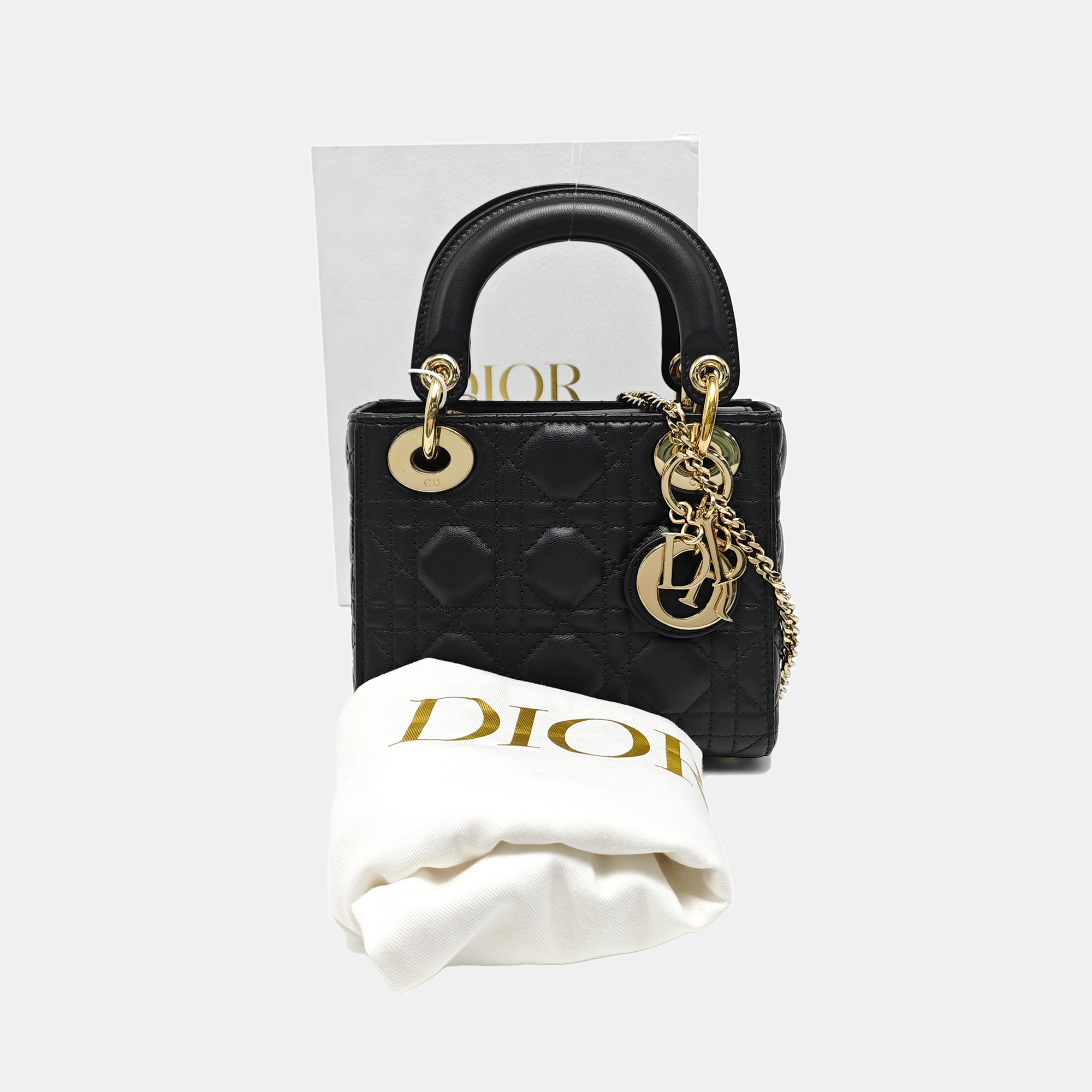 Lady Dior Mini Cannage Lambskin Black