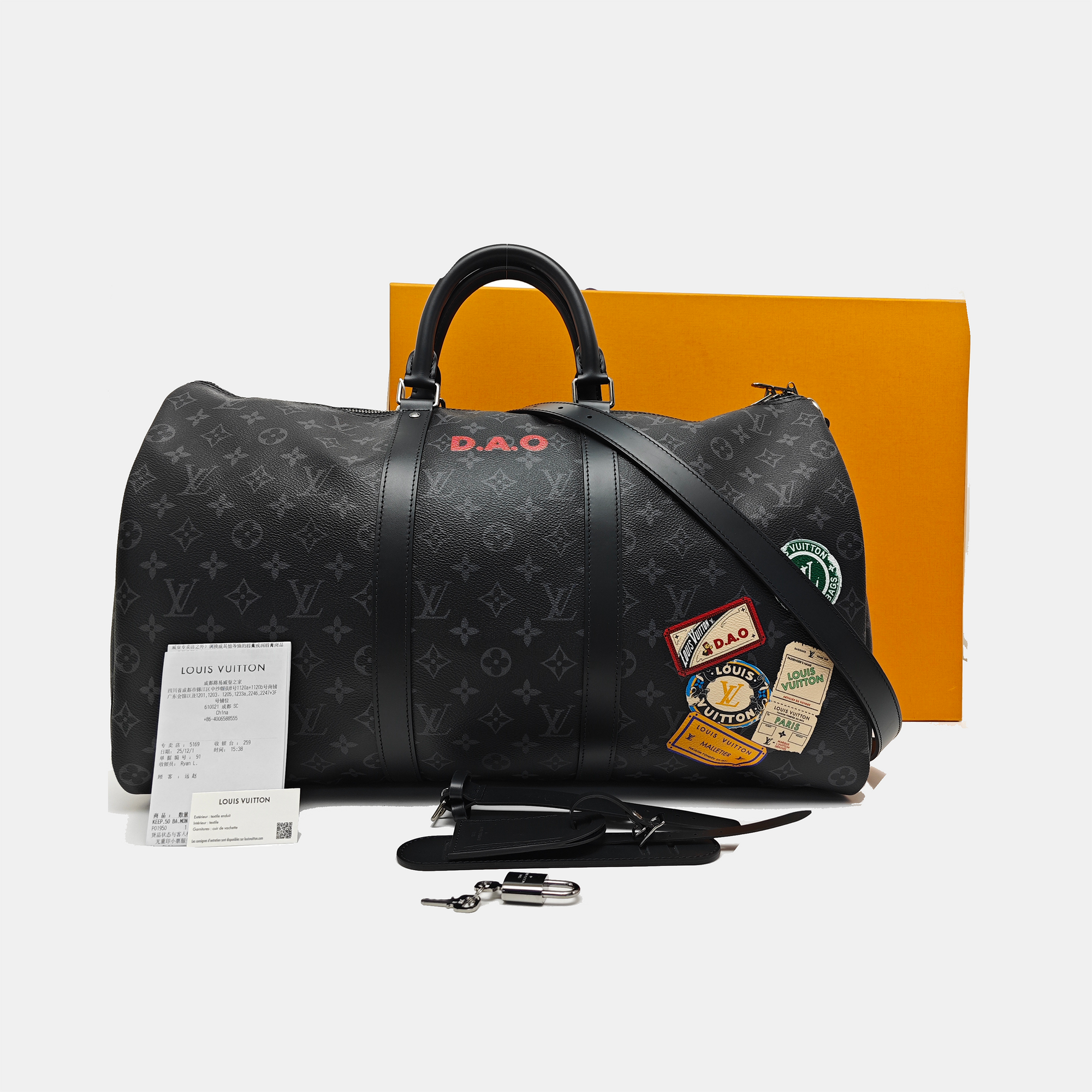 KEEPALL 50 Damier Graphite Coated Canvas Black