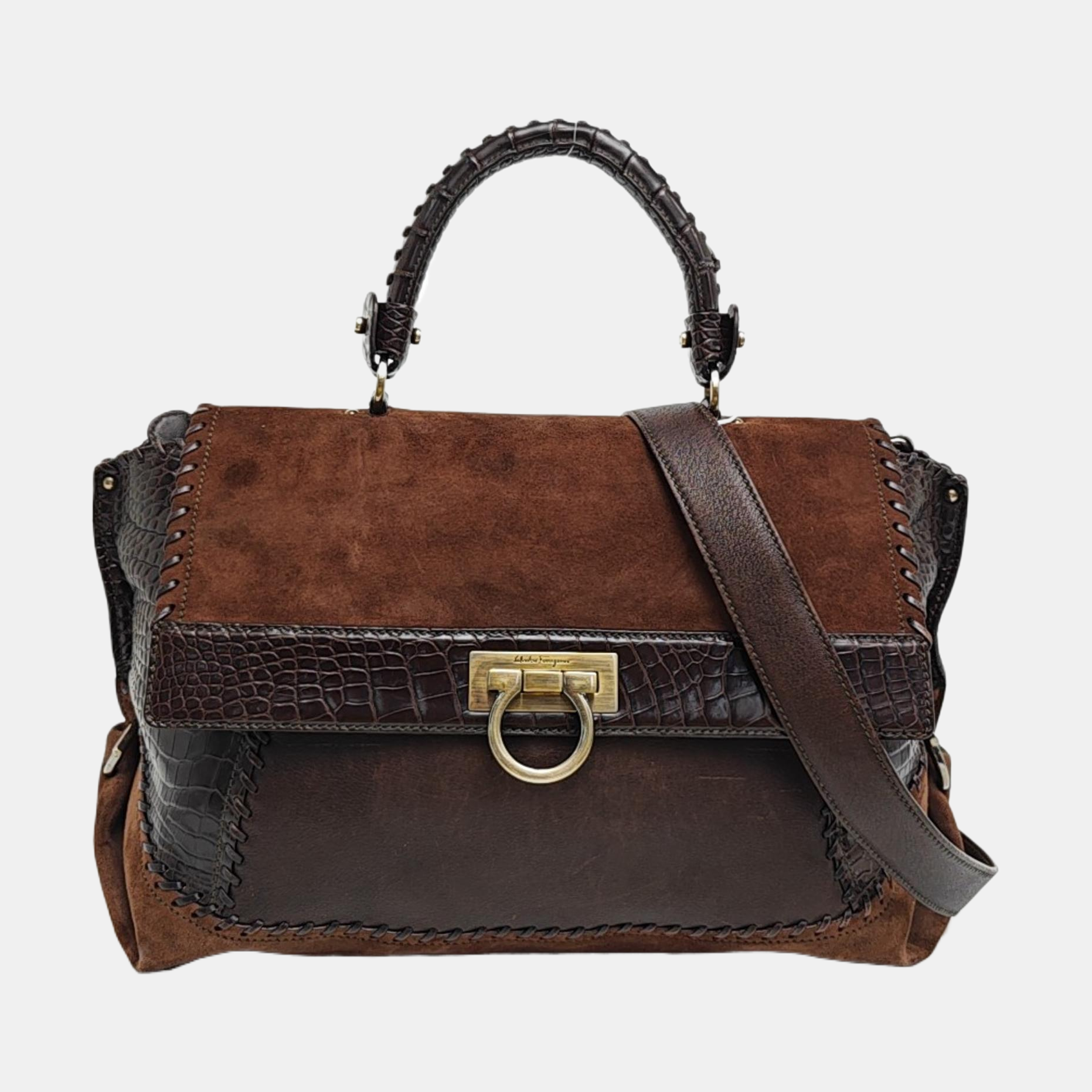 Calfskin Shoulder Bag Brown