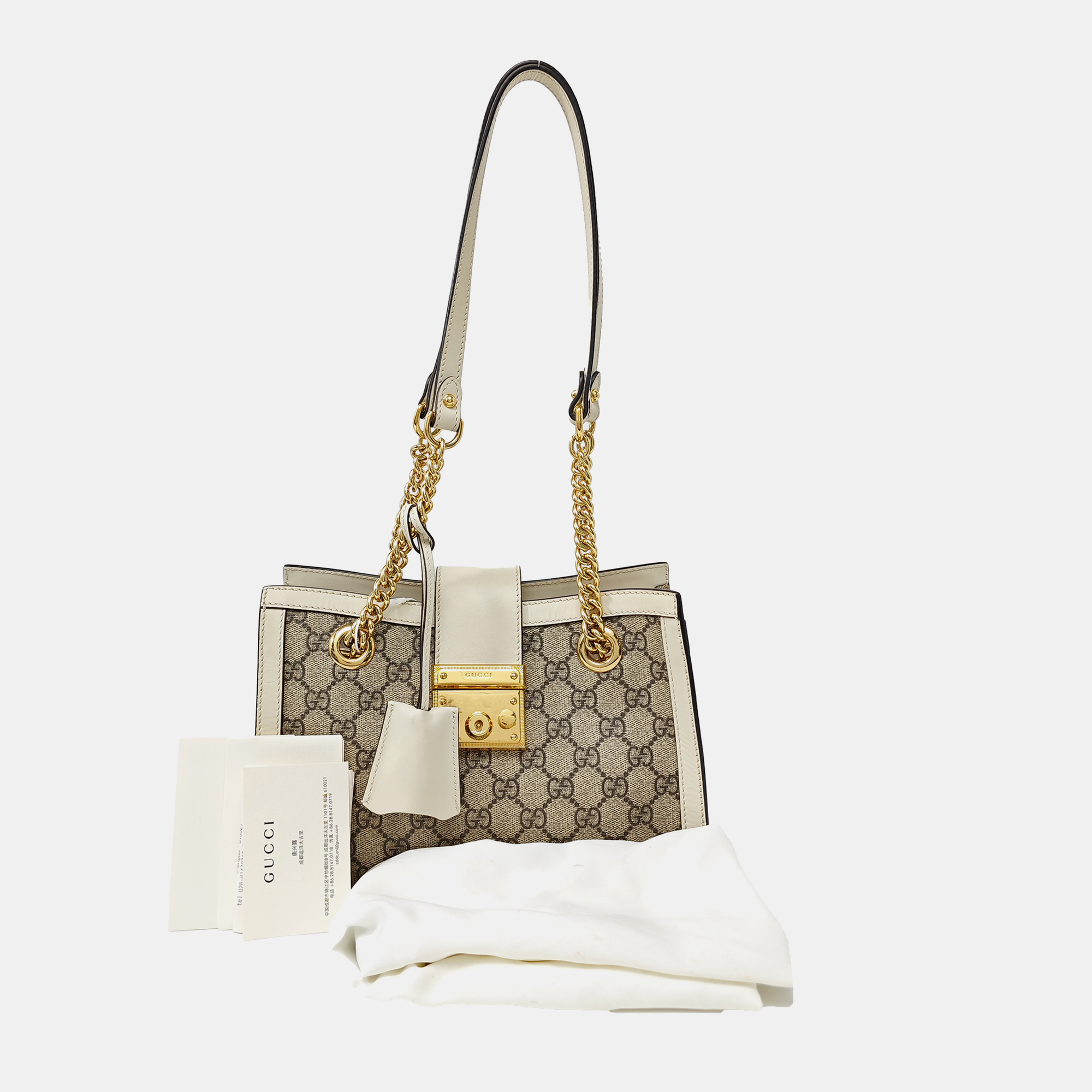 Padlock Small Monogram Coated Canvas Beige