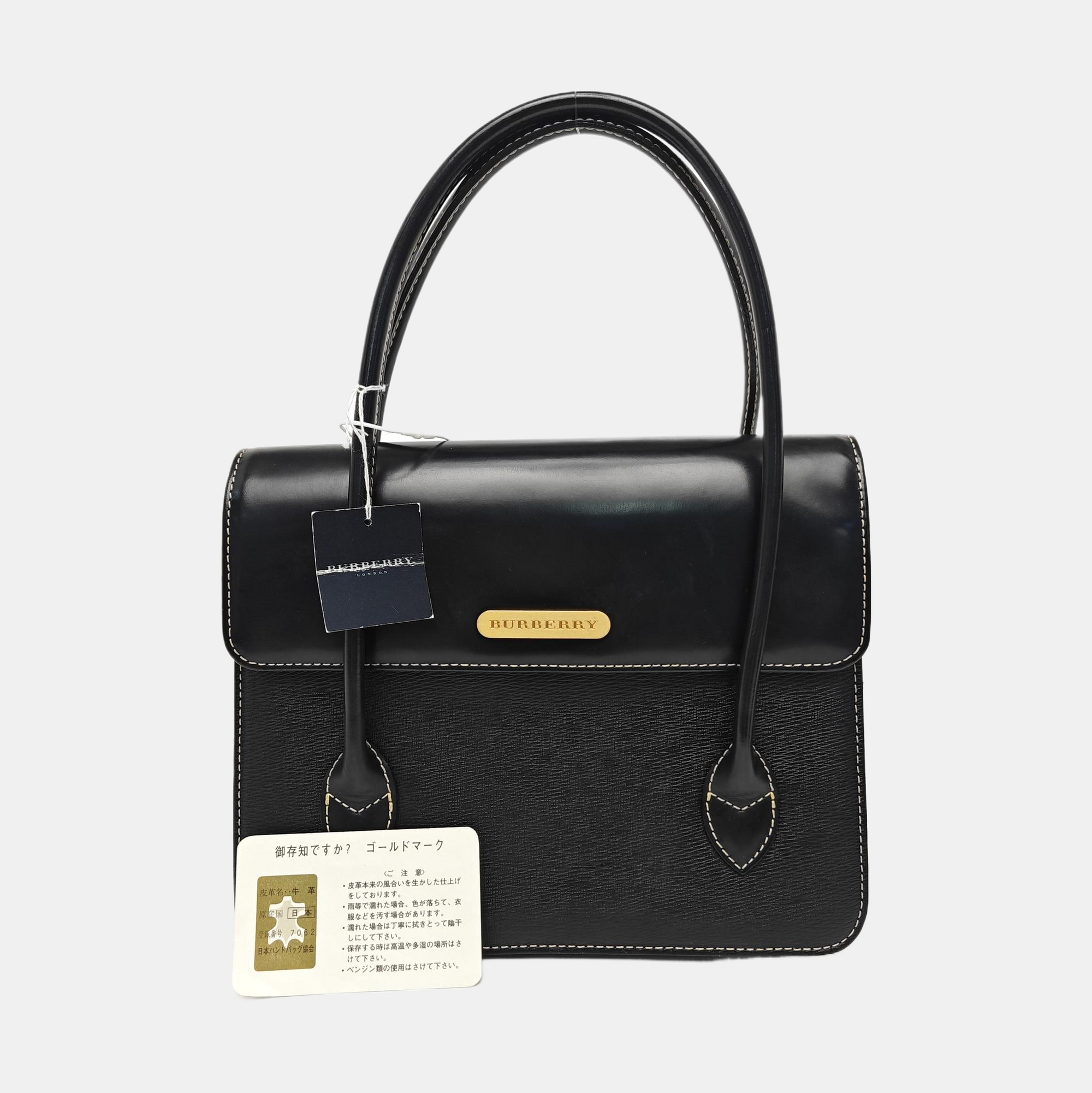 Calfskin Top Handle Bag Black