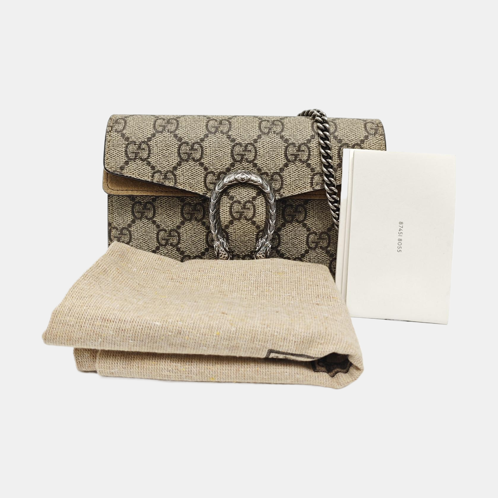 Dionysus Super Mini Monogram Coated Canvas Beige