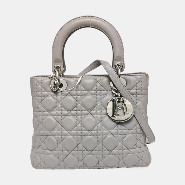 Lady Dior Medium Cannage Lambskin Gray