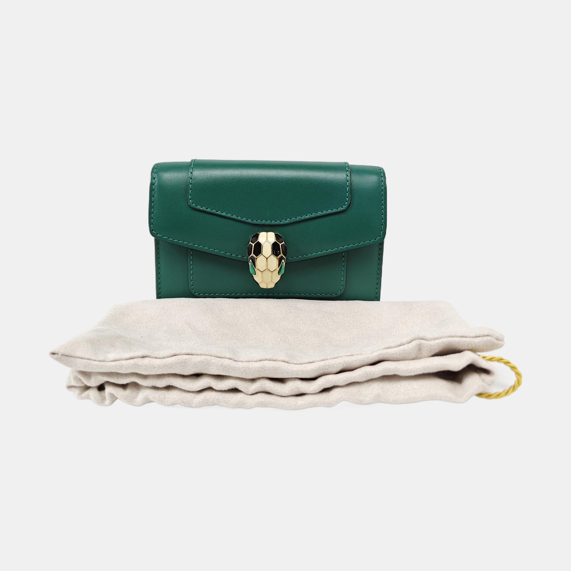 SERPENTI FOREVER Calfskin Green Wallet