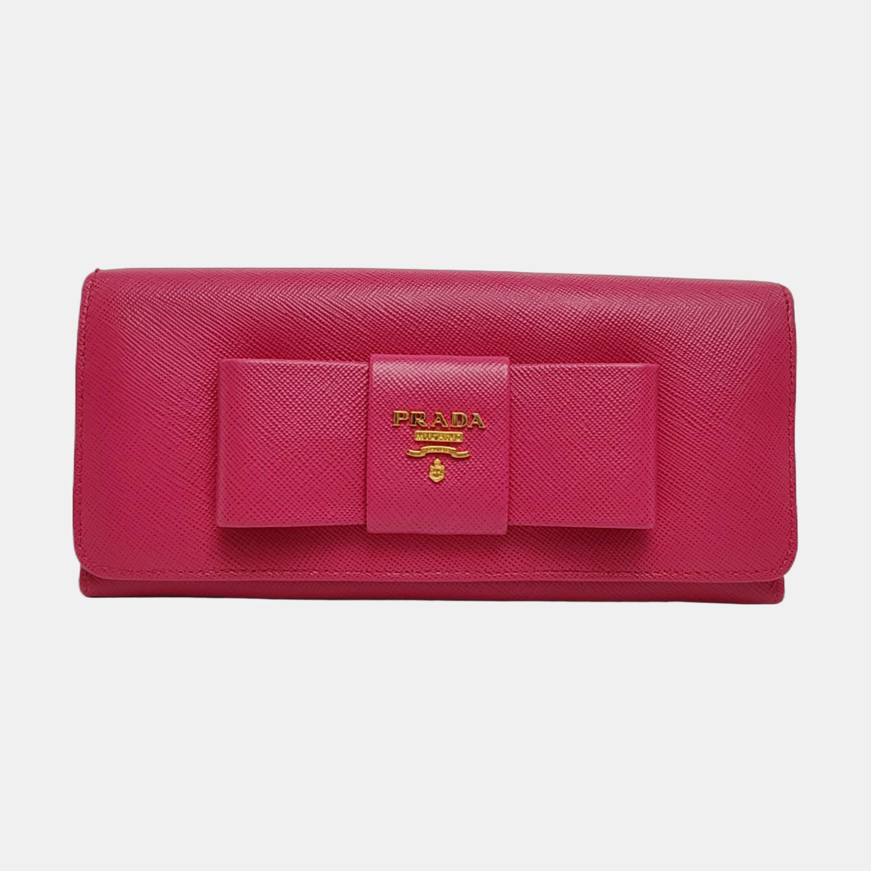 Fiocco Bow Calfskin Pink Wallet