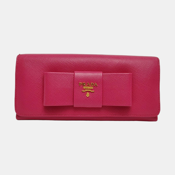 Fiocco Bow Calfskin Pink Wallet