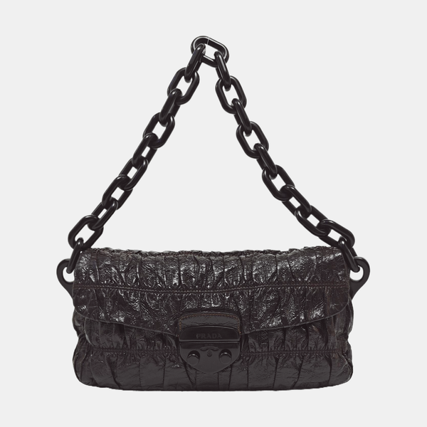 Quilted Lambskin Shoulder Bag Brown