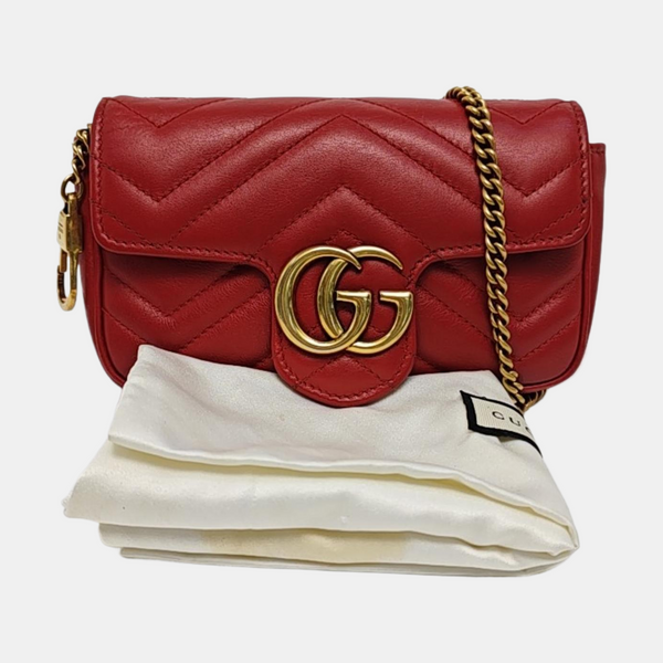 GG Marmont Mini Quilted Calfskin Red