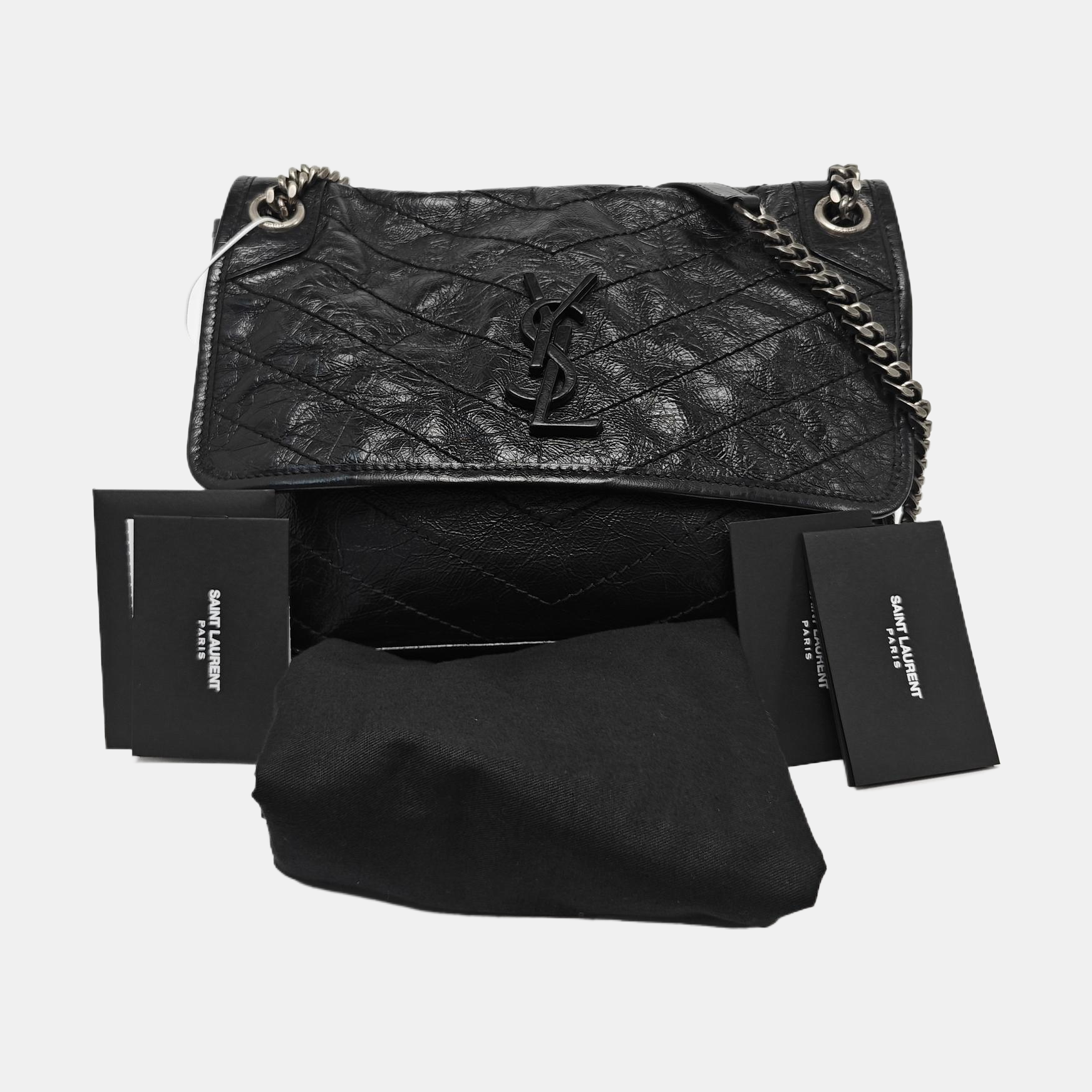 NIKI Medium Chevron Calfskin Black