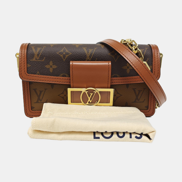 DAUPHINE EAST WEST Mini Monogram Coated Canvas Brown