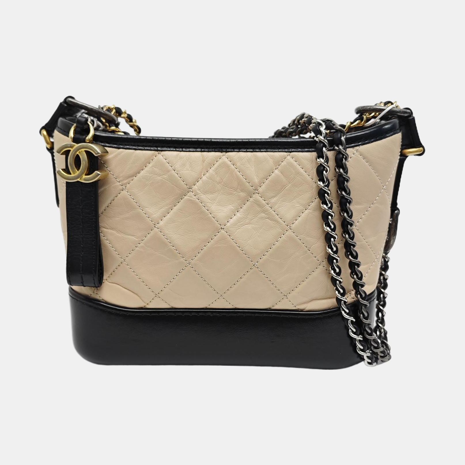 GABRIELLE Small Quilted Calfskin Beige