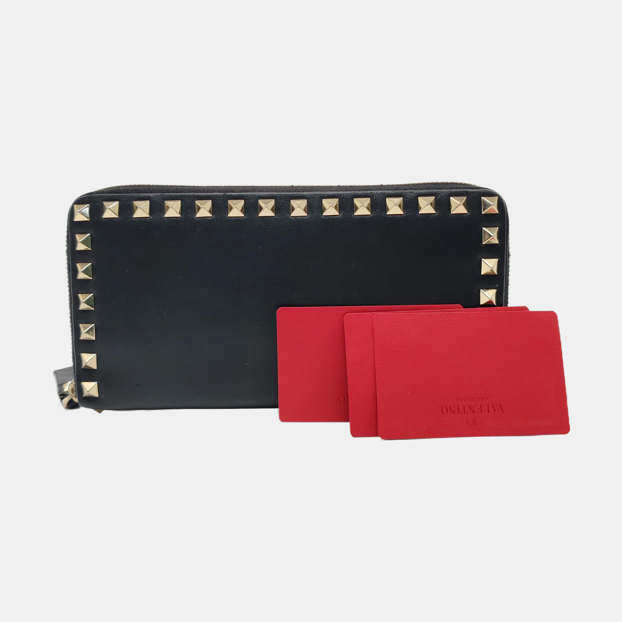 Rockstud Calfskin Black Wallet