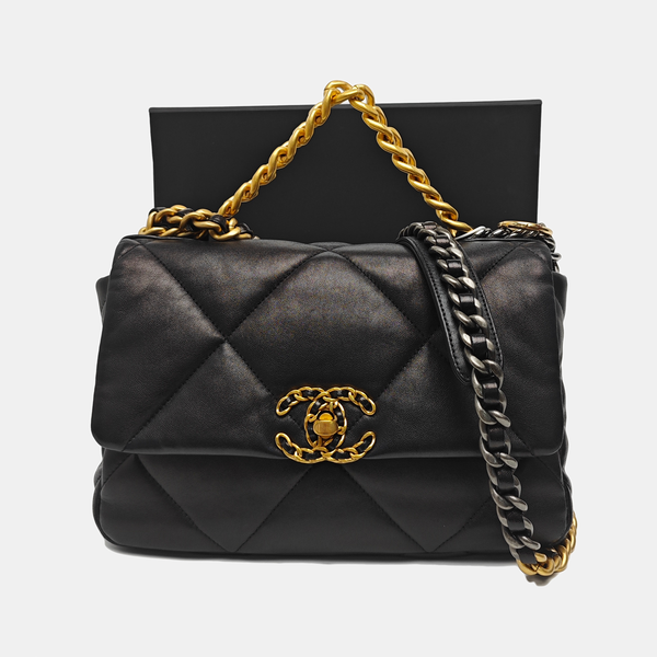 CHANEL 19 Small Quilted Lambskin Black