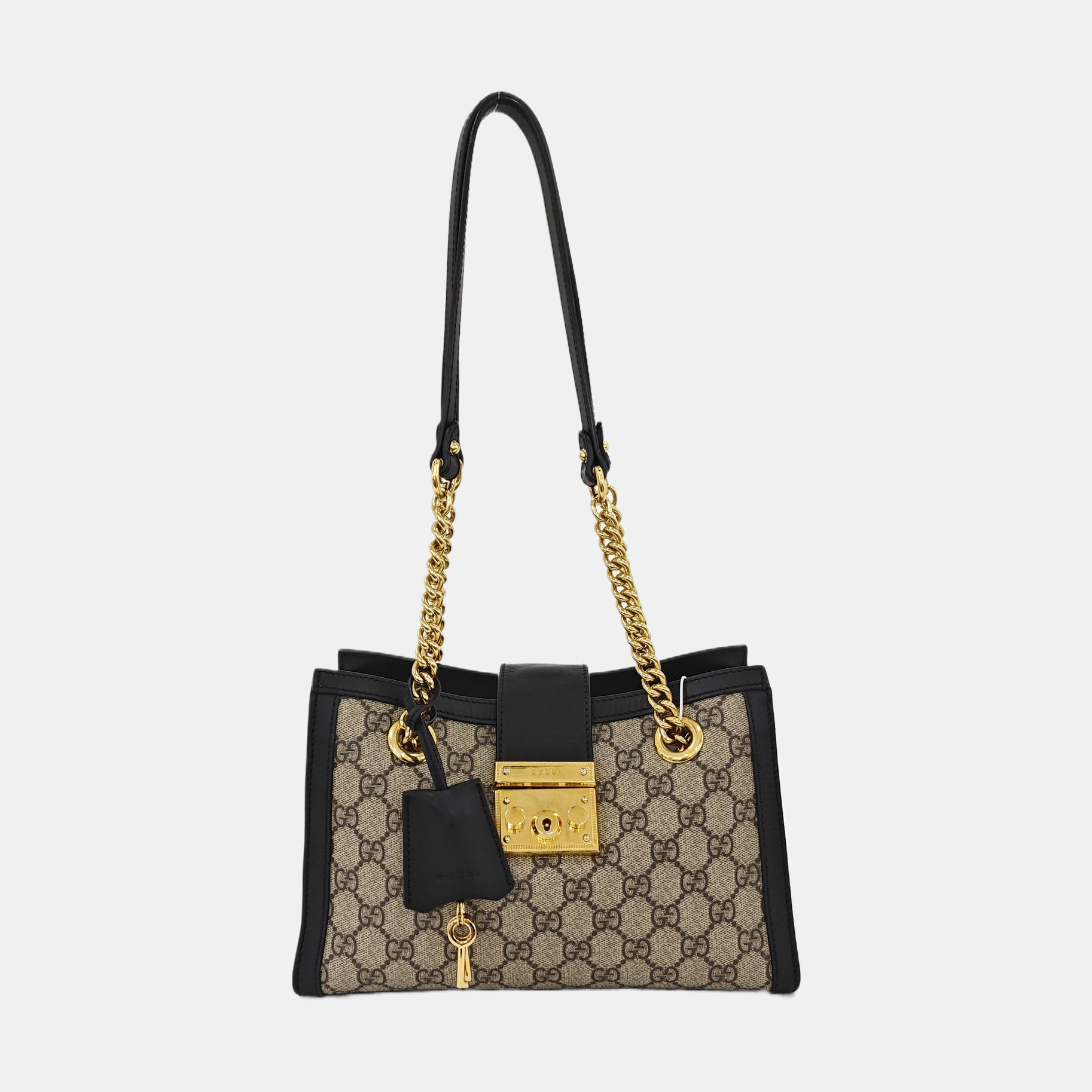Padlock Small Monogram Coated Canvas Beige