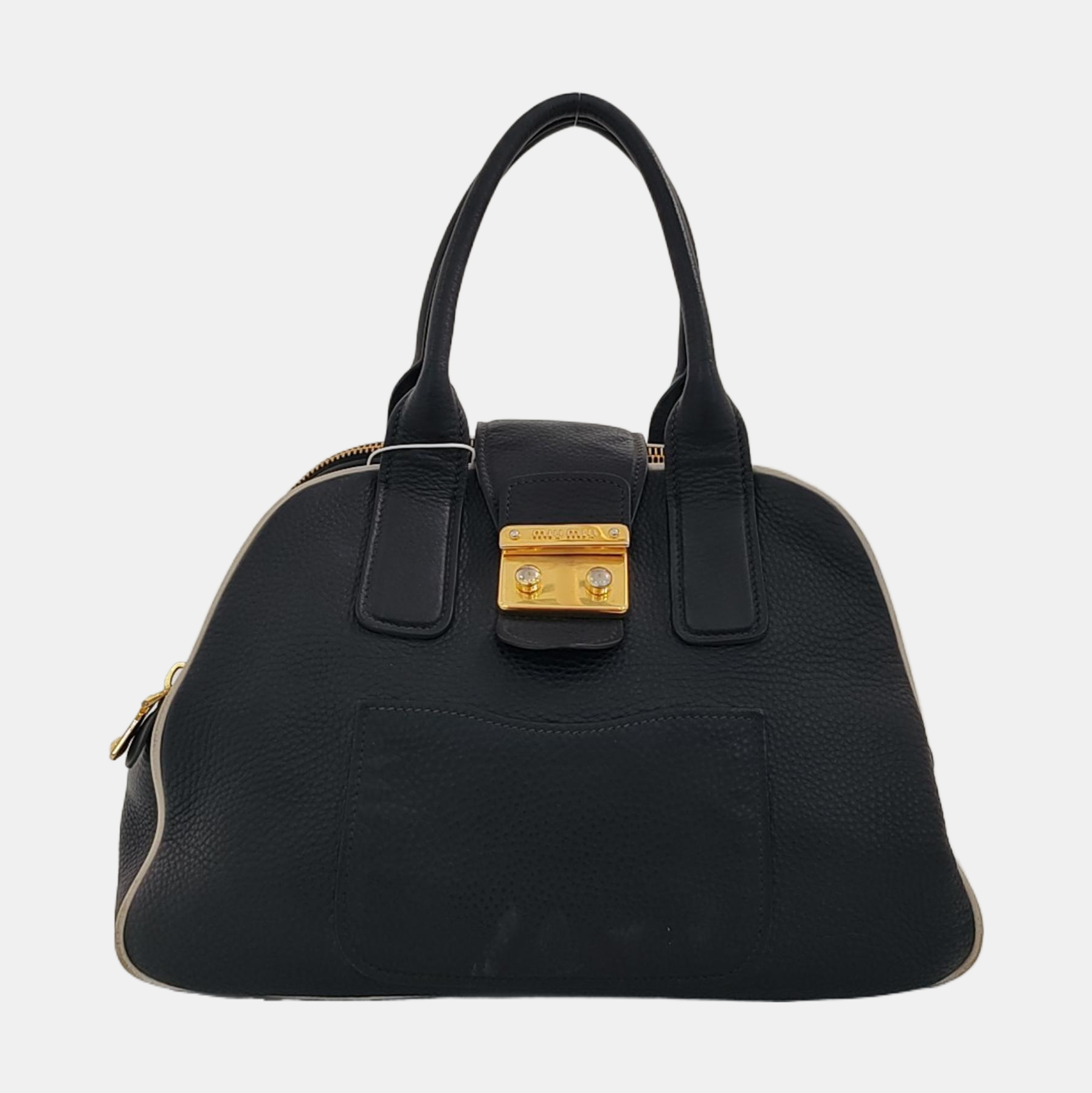 Calfskin Top Handle Bag Black
