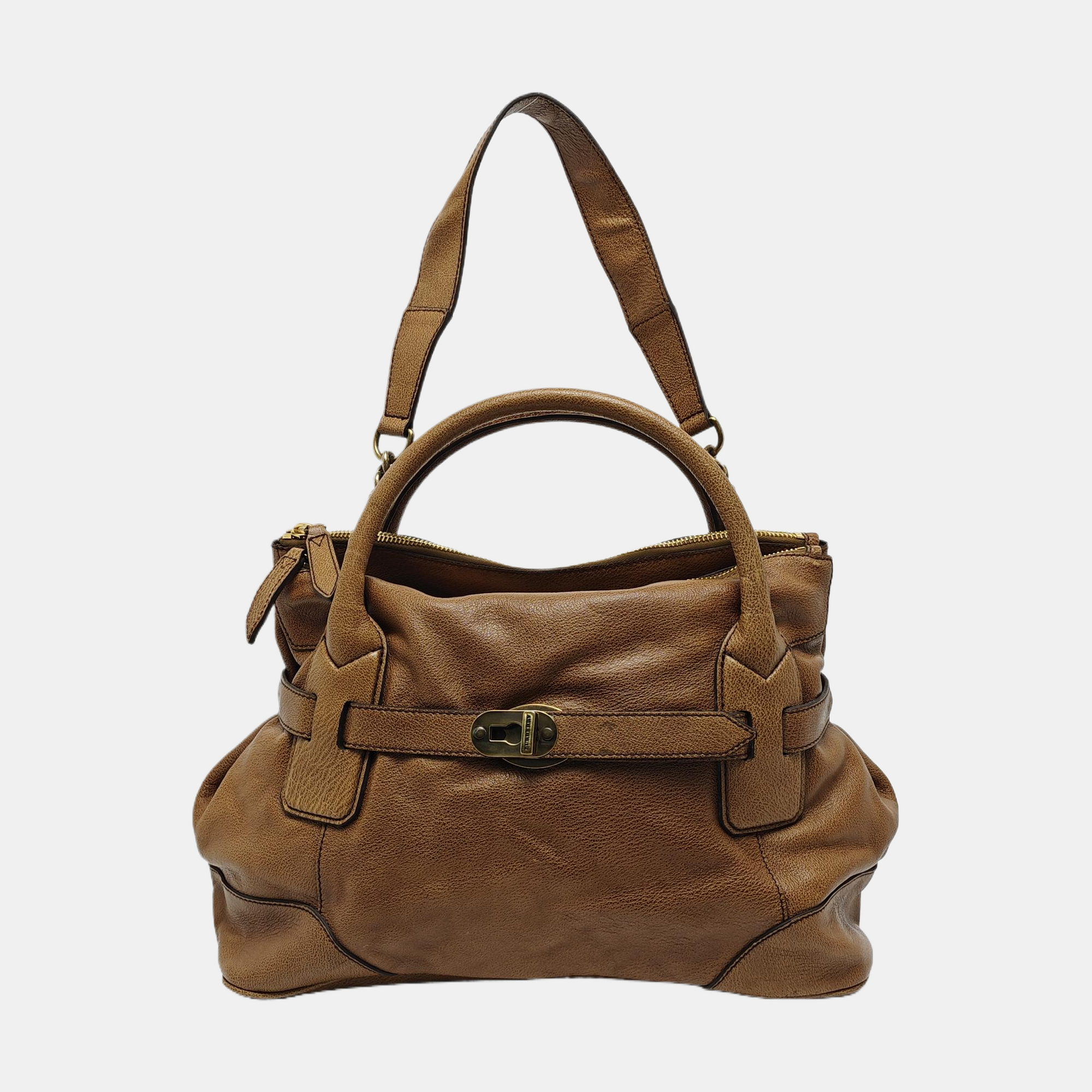 Calfskin Shoulder Bag Brown
