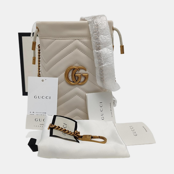 GG Marmont Mini Quilted Calfskin White