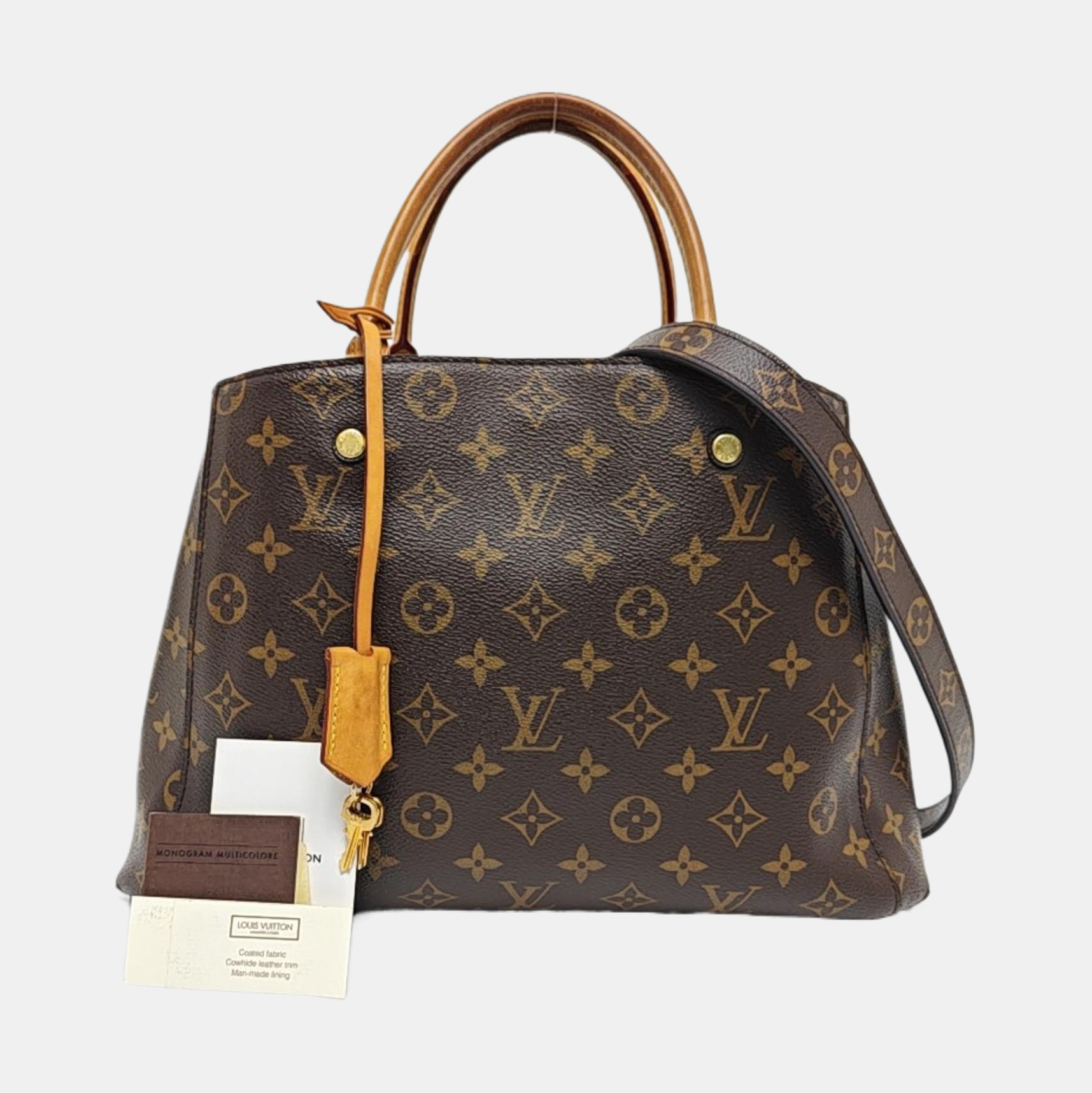 MONTAIGNE MM Monogram Coated Canvas Brown