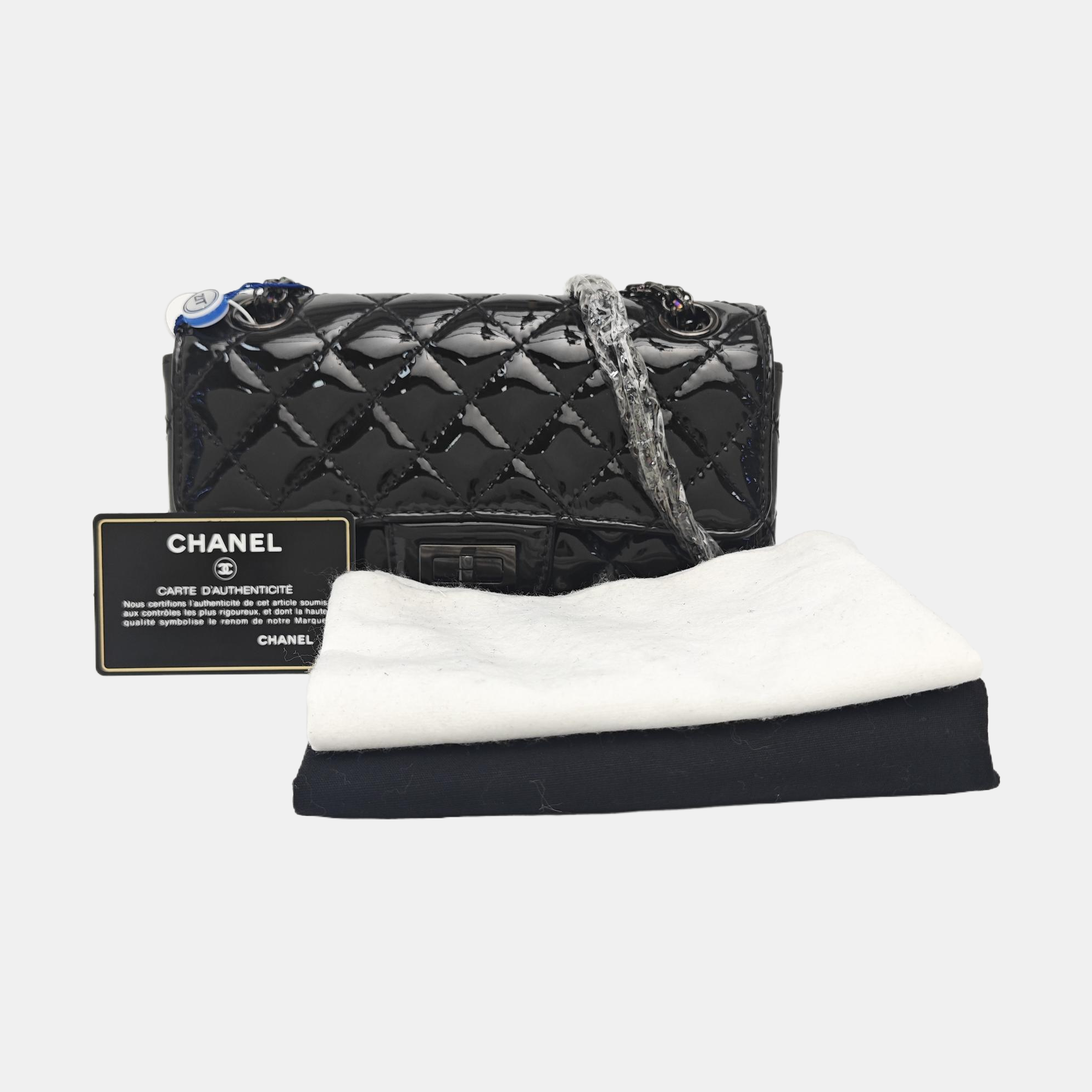2.55 224 (mini) Quilted Patent Calfskin Black