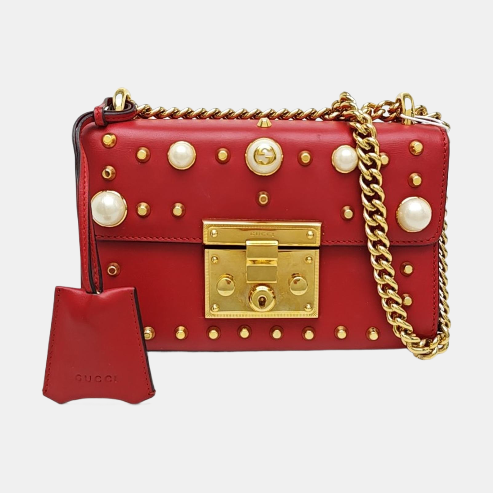 Padlock Small Calfskin Red