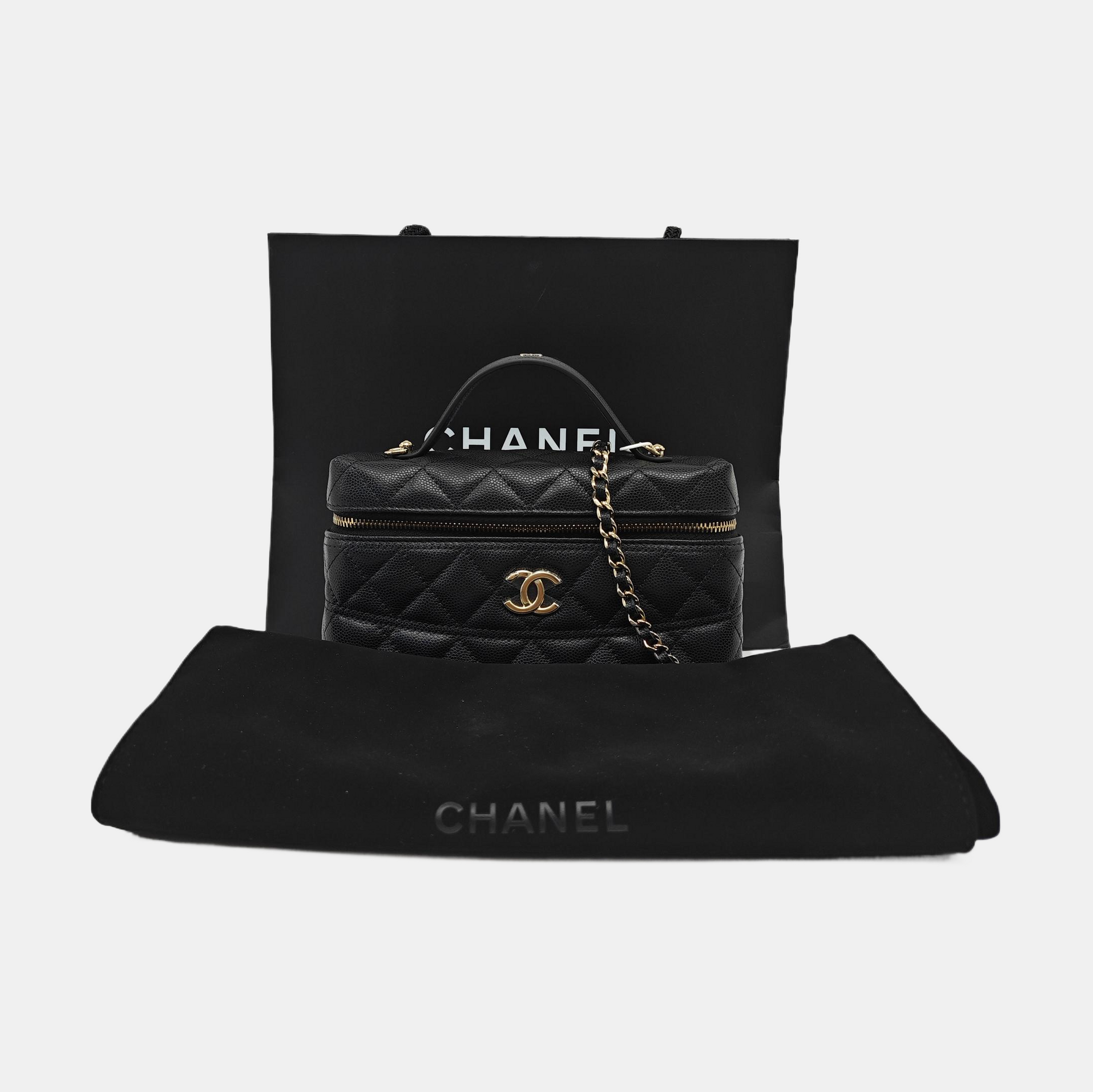 VANITY CASE Quilted Grained Calfskin Black