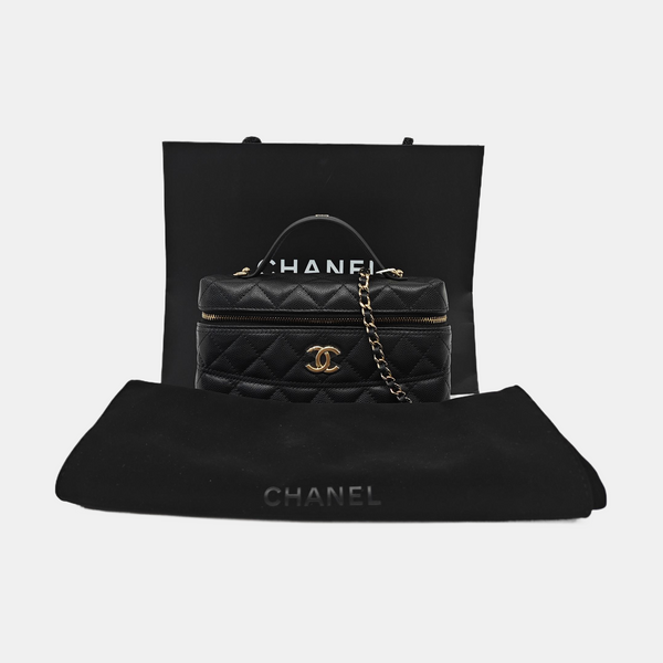 VANITY CASE Quilted Grained Calfskin Black