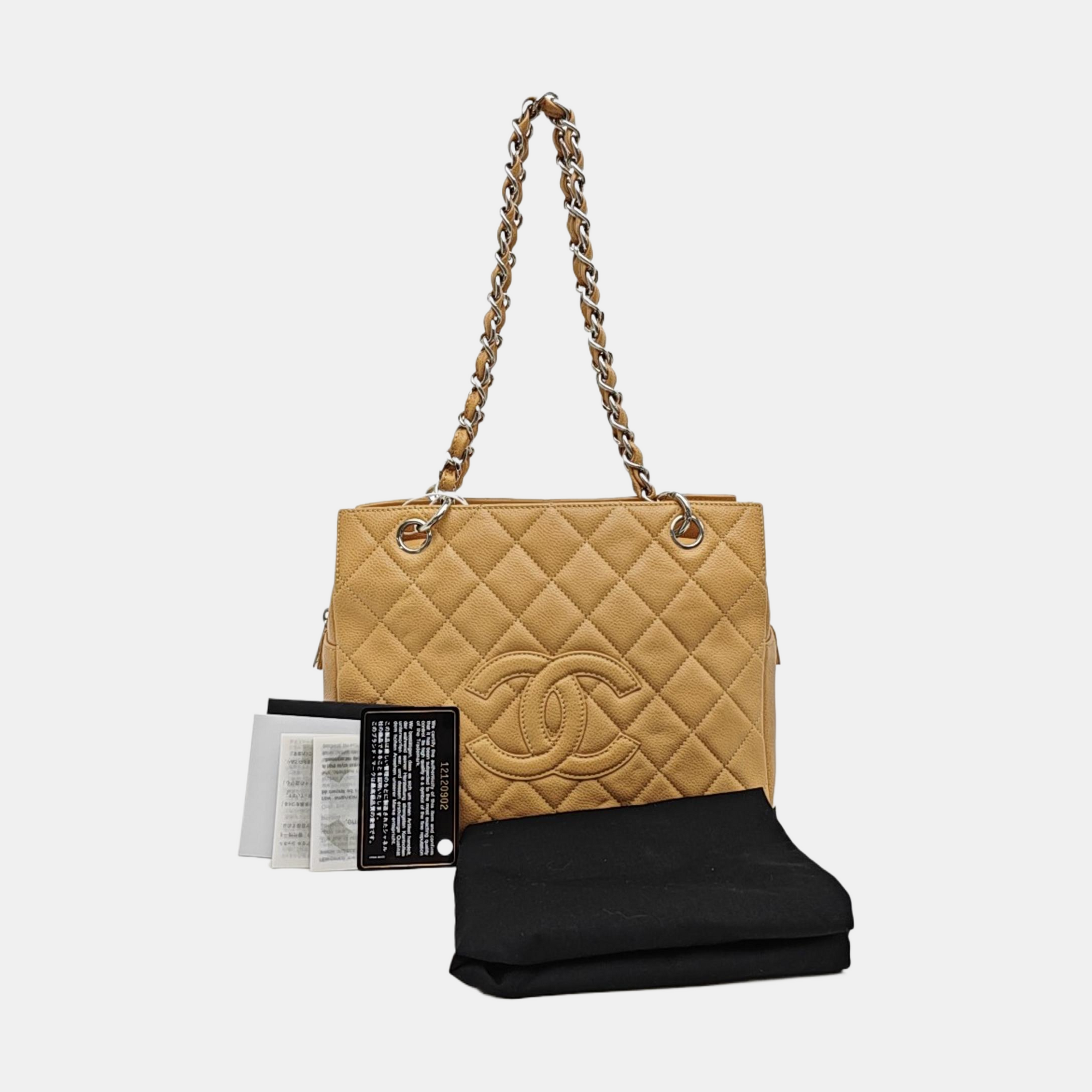 CHANEL PETITE Quilted Grained Calfskin Brown